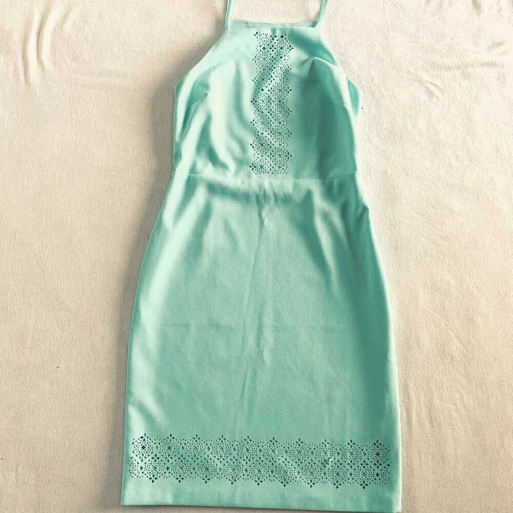 Banana Republic aqua cutout dress Womens 0 spachetti straps wedding guest classy